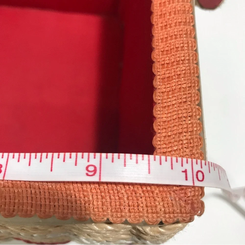 Vintage Birds & Floral Woven Wicker Sewing Basket